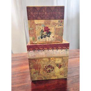 Nesting Boxes - Bob's Boxes Primitives Set of 2 with lids "Antiques and Heirloom